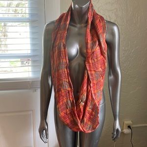 Brown and shimmery gold infinity scarf